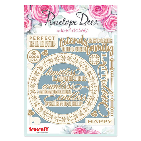 Penelope Dee - Mocha Collection Chipboard - Word Sentiments