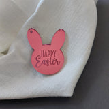Mirror Acrylic Bunny Head - Engraved Happy Easter (6x5cm)