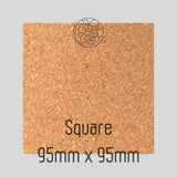 Corner Cork Coasters 95mm From