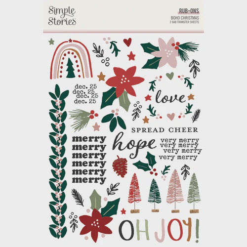 Simple Stories - Boho Christmas Collection - Rub-Ons