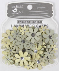 Little Birdie - Sparkle Florettes Flowers - Sage Cream (60pc)