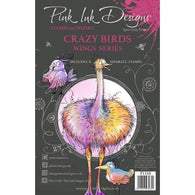 Pink Ink Designs - 6x8" Wings Series Stamp - Crazy Birds