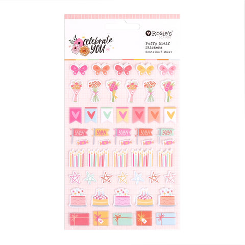 Rosie's Studio - Celebrate You Collection - Puffy Motif Stickers