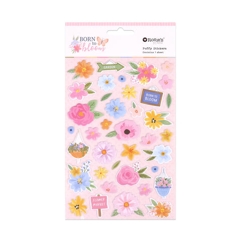 Rosie's Studio - Born To Bloom Collection - Puffy Sticker Flowers