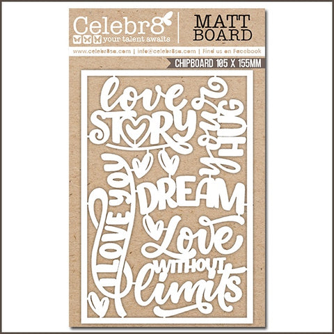 Celebr8 - Love Story Collection Chipboard - Title & Words
