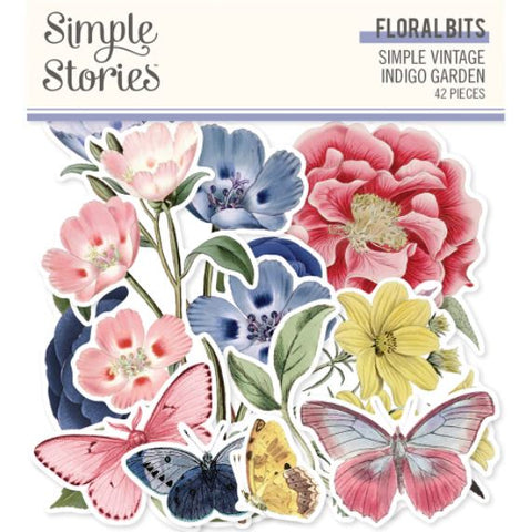 Simple Stories - SV Indigo Garden Collection - Floral Bits & Pieces